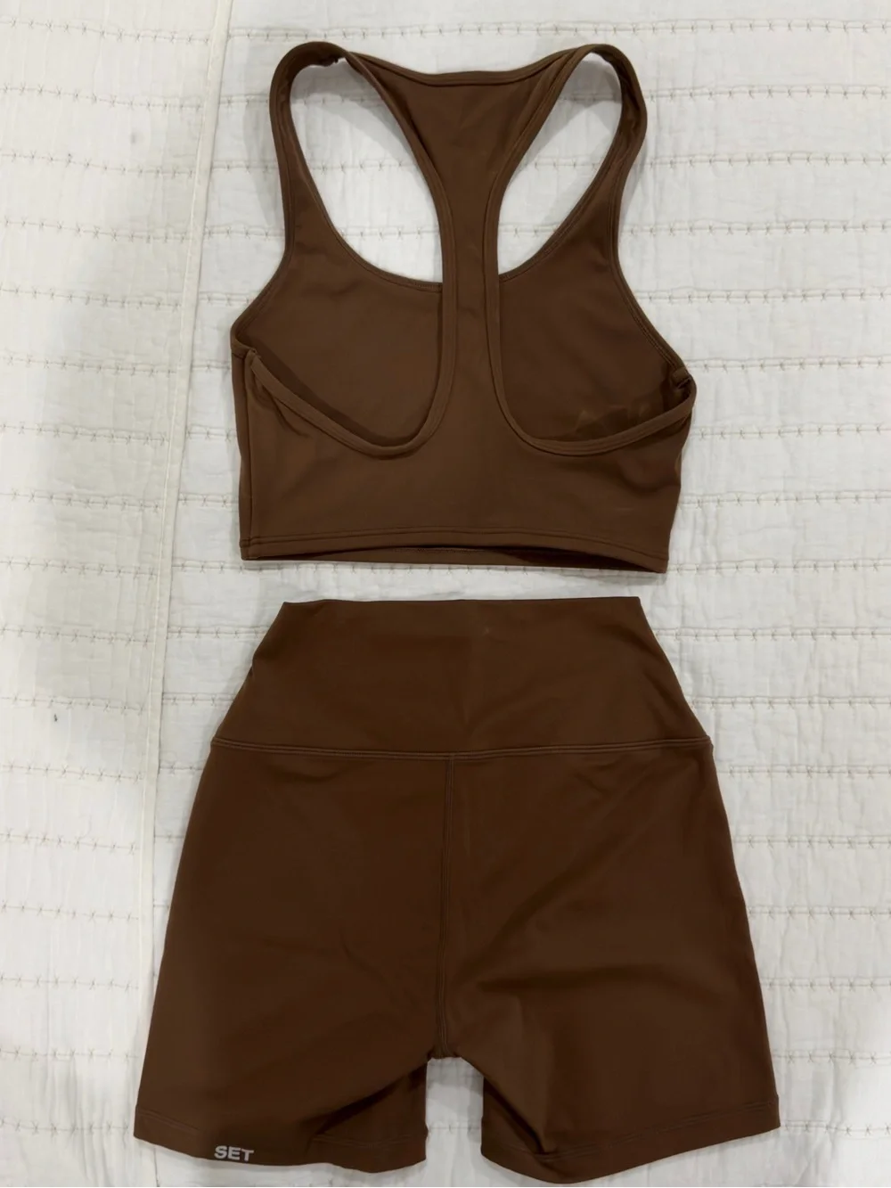 SET Active Brown Athletic Shorts & Crop Sports Set - Picture 2 of 6